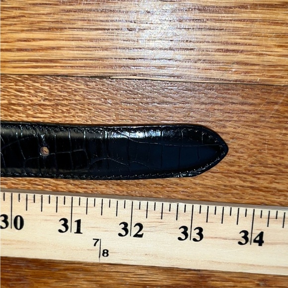 NWOT Talbots genuine leather belt black croc veritable collection boys medium - Picture 3 of 10